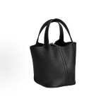 HERMES Picotin Lock 22 Silver clasp vegetable basket bucket bag handbag 22 Women\'s model 89 Noir Black